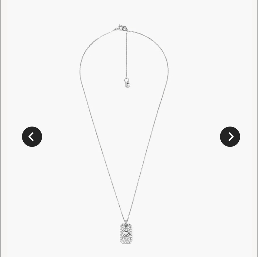 NWT Michael Kors Sterling Silver Pavé Dog Tag Necklace